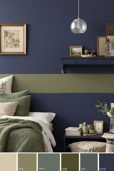 Sw Color Palette For Home, Navy Green Aesthetic, Navy And Sage Living Room, Naval Sw 6244, Relaxing Paint Colors, Svelte Sage, Sage Living Room, Olive Decor, Sage Bedroom