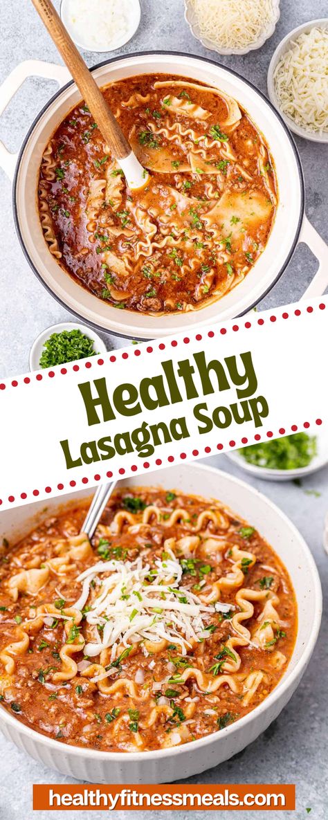 Healthy Lasagna Soup, Lasagne Soup, Lasagna Soup Crockpot, Easy Lasagna Soup, Easy Healthy Soup, Healthy Lasagna, Lasagna Soup Recipe, Beef Soup Recipes, Soup With Ground Beef