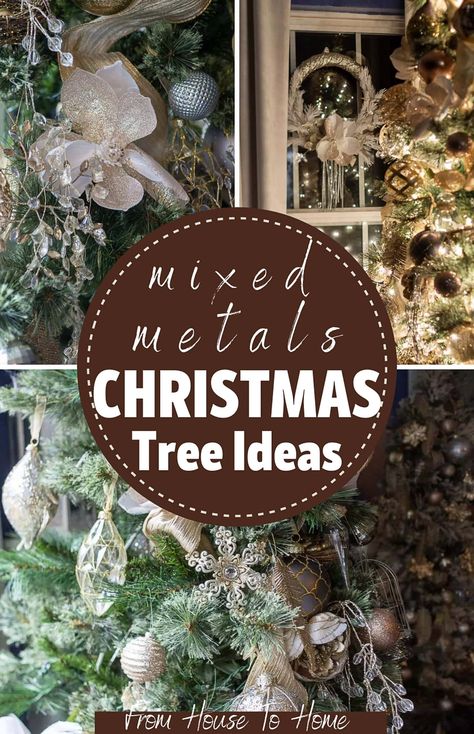 This mixed metals Christmas tree with glam gold, silver and copper Christmas ornaments is an elegant way to add holiday cheer to your home decor. Mixed Metals Christmas, Copper Christmas Ornaments, Christmas Tree Decor Ideas, Glam Christmas Decor, Tree Decor Ideas, Copper Christmas, House To Home, Haunted House Decorations, Metallic Christmas