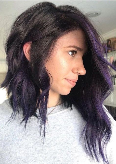 Purple Lob, Lob Styles, Lob Styling, Asymmetrical Bob Haircuts, Blond Ombre, Asymmetrical Haircut, Stacked Bob Hairstyles, Asymmetrical Hairstyles, Choppy Bob Hairstyles