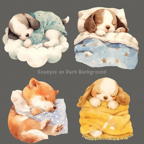 Sleepy Puppy, Puppy Illustration, Sleep Illustration, Cute Dog Illustration, Dog Sleep, Puppy Nursery, Puppy Clipart, Puppy Portraits, Cartoon Crazy