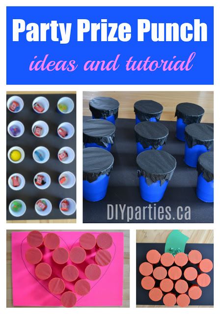 These prize punches are easy and inexpensive to make and the perfect addition to any DIY party. #DIYparties #prizepunch #dollarstorecrafts Punch A Prize Diy, Door Prizes For Adults, Tiny Spiderman, Punch Party Game, Punch Out Game, Kirby Party, Twotti Fruitti, Party Punches, Hockey Tournament