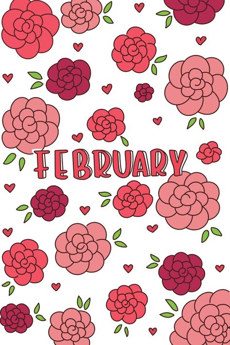 February Clipart, February Wallpaper, Bullet Journal Ideas Templates, Bullet Journal Cover Page, Bullet Journal Paper, Book Cover Template, Art Journal Therapy, Bullet Journal Design Ideas, Valentine Print