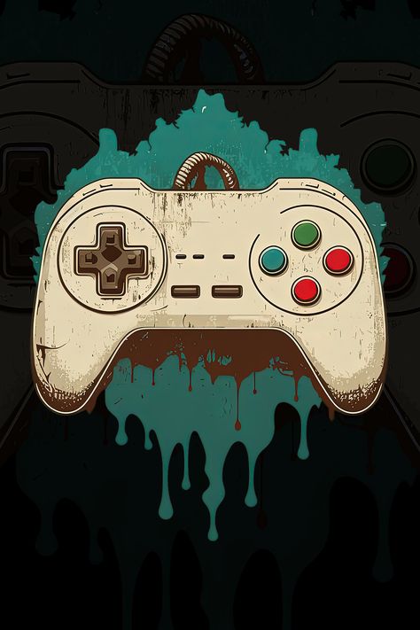 Retro Game Art Wallpaper, Retro T Shirt Designs, Video Game Graphic Design, Game Art Style, Video Game Aesthetic, Game Controller Art, Retro Games Wallpaper, Gamer Art, Video Game Logos