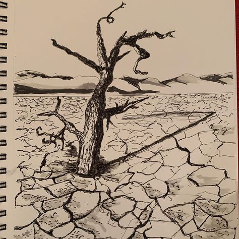 Desert tree in pen #landscape #desertlandscape #penandink #drawing #sketchbook #fountainpen #artistsoninstagram... Bush Drawing, Desert Drawing, Road Drawing, Desert Trees, Scene Tattoo, Bookshelf Art, Nature Sketch, Digital Art Photography, Landscape Sketch