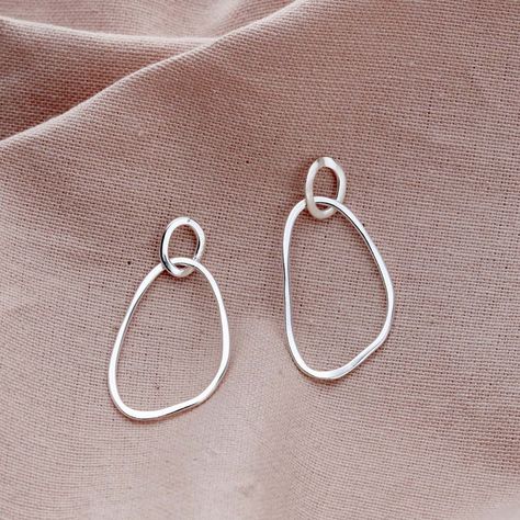 Fine Organic Personalised Double Hoop Stud Earrings Contemporary Silver Rings, Handmade Silver Jewelry Minimalist, Silversmith Earrings, Minimalist Jewelry Earrings, Silversmithing Jewelry, Posh Totty, Modern Silver Jewelry, Handmade Silver Jewellery, Contemporary Earrings