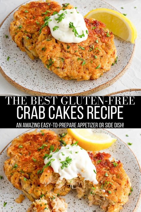 Crab Cake Recipe Easy, Paleo Crab Cakes, Healthy Crab Cakes, Gluten Free Crab Cakes, Gluten Free Dairy Free Recipes Dinner, Crispy Crab Cakes, Crab Cakes Recipe, Crab Appetizer, Vegan Crab