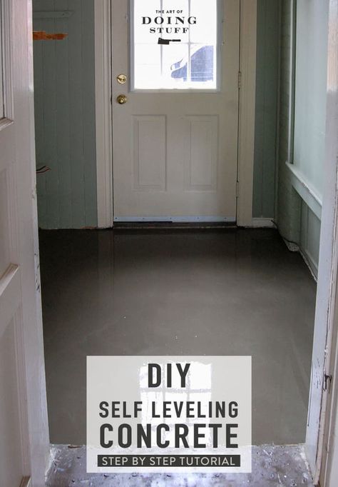 How to Pour Self Leveling Concrete. Self Leveling Concrete, Installing Heated Floors, Bathroom Concrete Floor, Concrete Floor Leveling, Cleaning Concrete Floors, Concrete Kitchen Floor, Self Leveling Floor, Concrete Floors Diy, Leveling Floor