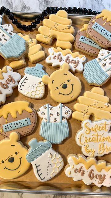 Winnie The Pooh Cookies Baby Boy, Winnie The Pooh Cookies 1st Birthday, Pooh Bear Cookies Decorated, Winnie The Pooh Sugar Cookies Baby, Winnie The Pooh Royal Icing Cookies, Pooh Cookies Decorated, Winnie The Pooh Cookies Decorated, Winnie Pooh Cookies, Winnie The Pooh Baby Shower Cookies