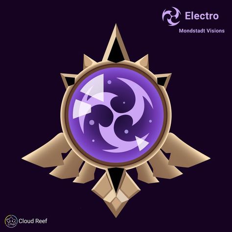 Mondstadt Vision Electro VectorGraphic Mondstadt Vision, Electro Vision, Genshin Impact Mondstadt, Vision Design, Oc Template, Coin Icon, Magic Symbols, Witch Spell Book, Sketchbook Pages