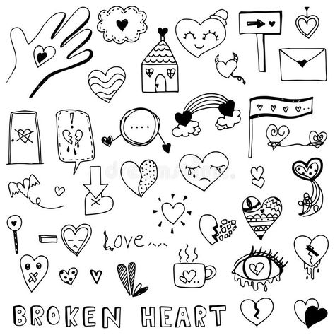 Cute Simple Doodles Love, Love Heart Drawing, Embroidery Journal, Heart Doodles, Heart Ideas, Small Doodle, Doodle Vector, Hand Doodles, Heart Doodle