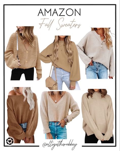 Amazon Fall Sweater, Fall Outfits On Amazon, Amazon Sweaters For Women, Best Sweaters On Amazon, Amazon Fall Fashion 2023, Amazon Fall Clothes, Fall Amazon Outfits, Amazon Fall Outfits, Soft Aesthetic Outfits