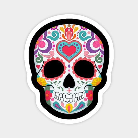 Based on traditional Mexican folk art -- Choose from our vast selection of magnets to match with your desired size to make the perfect custom magnet. Pick your favorite: Movies, TV Shows, Art, and so much more! Available in two sizes. Perfect to decorate your fridge, locker, or any magnetic surface with. Mexican Colors, Skull Art Drawing, Skull Sticker, Traditional Mexican, Wine Bottle Crafts, Mexican Folk Art, Skull Art, Bottle Crafts, Dia De Muertos