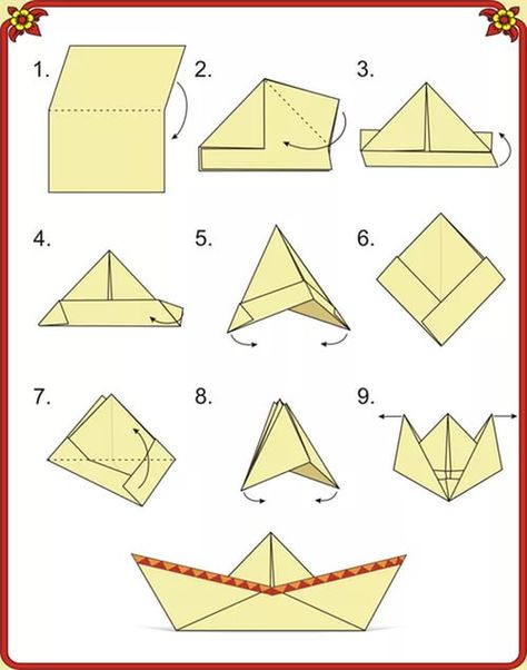 Origami Step By Step, Tutorial Origami, Origami Boat, Kids Origami, Origami Patterns, Instruções Origami, Origami Animals, Paper Crafts Origami, Origami Tutorial