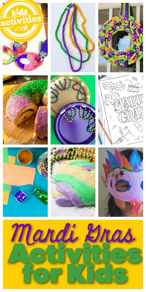 Mardi Gras Activities For Kids, Madi Gras Party, Mardi Gras Activities, Kings Cake Cupcakes, Mardi Gras Kid, Kids Cooking Activities, Mardi Gras Float, Madi Gras, Mardi Gras Crafts