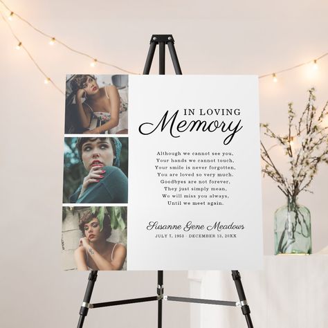 In Loving Memory 3 Photo Collage Funeral Foam Board Size: Dynamic. Color: blue. Gender: unisex. Age Group: adult. Memorial Service Decorations, Memory Boards, Memory Collage, Goodbyes Are Not Forever, 3 Photo Collage, Memory Of A Loved One, Keepsake Gifts, Memory Tree, Picture Boards