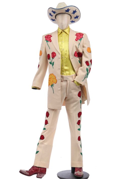 Elton John Fashion Inspiration, Elton John Pink Outfit, Wedding Cocktail Attire, Elton John Clothes, Cowboy Cosplay, Elton John Cowboy, Nudie Suit, Mitski Concert, Cowboy Core