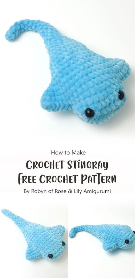 Amigurumi Stingray is a free pattern. Now you can make the cute and amazing little fish yourself! Crochet Ocean Animals, Crochet Fish Patterns, Crochet Sea Creatures, Crochet Project Free, Crochet Fish, Easy Crochet Animals, Crochet Animals Free Patterns, Crochet Design Pattern, Crochet Amigurumi Free