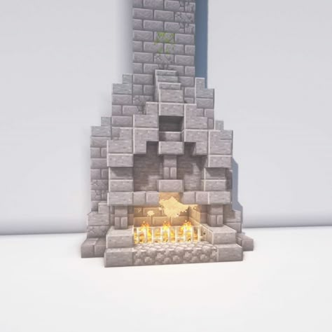 Copper Builds Minecraft, Minecraft Fireplace Ideas, Fireplace Minecraft, Minecraft Fireplace, Anime Creatures, Minecraft Idea, Chimney Design, Minecraft Mansion, Minecraft Structures