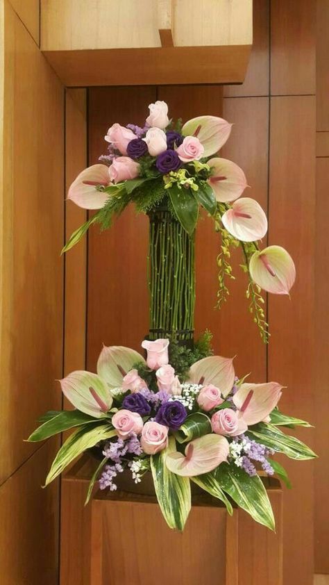 Contemporary Flower Arrangements, Floral Art Arrangements, Modern Floral Arrangements, Tropical Floral Arrangements, Tropical Flower Arrangements, Anthurium Flower, Altar Arrangement, Gubahan Bunga, Altar Flowers