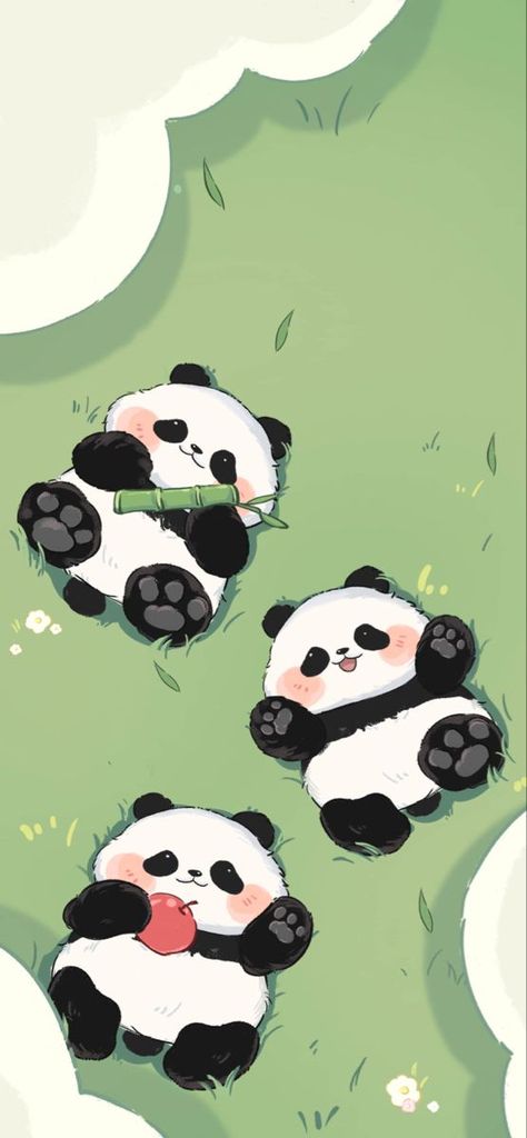 Kawaii Forest Wallpaper, Chibi Panda Drawing, Panda Wallpapers Aesthetic, Panda Kawaii Wallpaper, Cute Panda Drawing Doodles, Cute Panda Cartoon Wallpapers, Iphone Wallpaper Panda, Cute Panda Cartoon Kawaii, Panda Cute Aesthetic