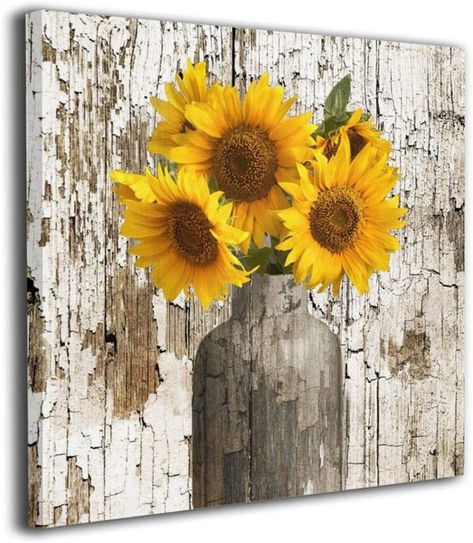 Sunflower Vase, Sunflower Kitchen Decor, Sunflower Wall Art, Sunflower Canvas, Art Mat, Contemporary Canvas, Sunflower Decor, Farmhouse Wall Art, Frame Wall Decor