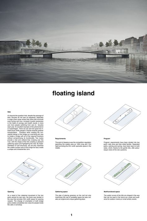 Floating Islands | Concept Architecture Project Masterplan Architecture, Urban Design Competition, Floating Architecture, Floating Islands, Floating Restaurant, Floating Island, Restaurant Concept, Bridge Design, Site Plan