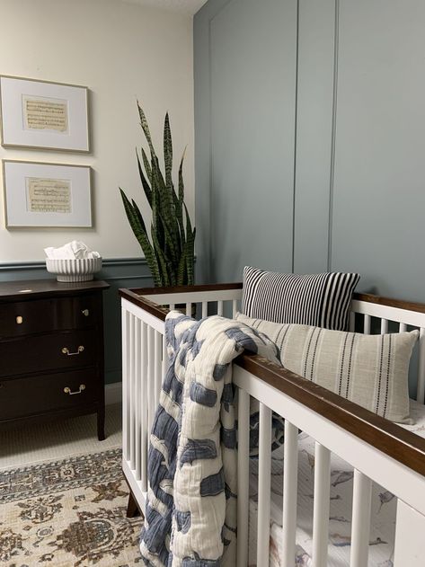 Blue Gray Nursery, Nursery Blue, Blue Nursery Boy, Grey Wall Color, Blue Grey Walls, Baby Room Inspiration, Baby Boy Room Nursery, Grey Wall, Nursery Room Inspiration