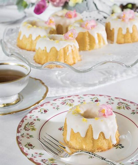 Looking for the perfect conclusion to your tea party? Bring your afternoon tea to a close with beautiful and scrumptious miniature cakes, like these dainty Mini Lemon Bundt Cakes that graced the cover of our March/April 2021 issue. Find a lovely collection of 9 scrumptious petite treats for teatime at https://bit.ly/3hACh7T. China courtesy of @replacementsltd. Lemon Bundt Cakes, Mini Lemon Bundt Cakes, Lemon Glaze Recipe, Mini Bundt Cakes Recipes, Sandwiches Recipes, Sweet Glaze, Lemon Bundt Cake, Sour Cream Cake, Mini Bundt Cakes