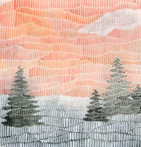 Aquarelle Art, Christmas Landscape, Pen Art Drawings, Principles Of Art, Winter Sky, Watercolor Abstract, Watercolor Christmas, Landscape Illustration, Sky Art