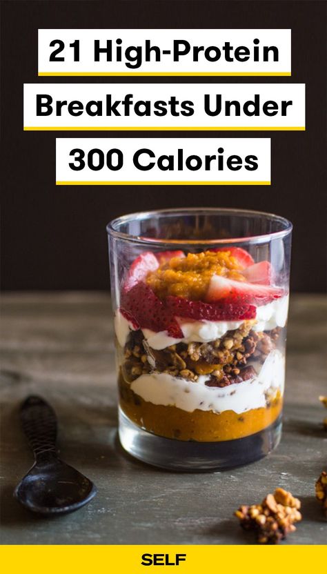 21 High-Protein Breakfasts Under 300 Calories | SELF High Protein Low Calorie Recipes Breakfast, 300 Calorie Breakfast, High Protein Muffins, Protein Breakfasts, Zucchini Quiche, 300 Calorie Meals, High Protein Breakfast Recipes, Low Calorie Breakfast, Complex Carbs