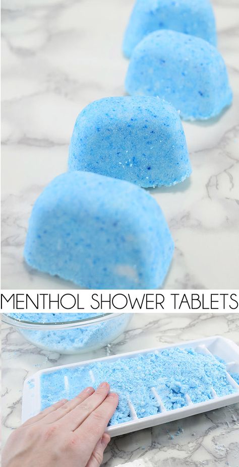 Shower Steamers Diy, Shower Tablets, Menthol Crystals, Bombe Recipe, Bath Bomb Recipes, Diy Shower, Homemade Soap Recipes, Shower Steamers, Homemade Bath Products