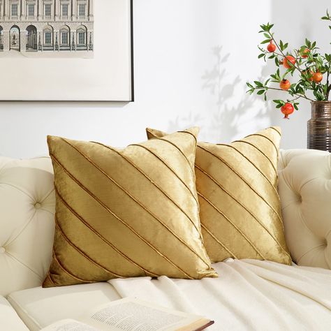 Gold pillows couch