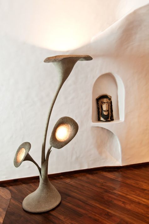 Unusual Lamps, Paper Mache Crafts, Cob House, Paper Light, Earthship, Eco Design, Diy Lamp, Light Fittings, Lamp Design