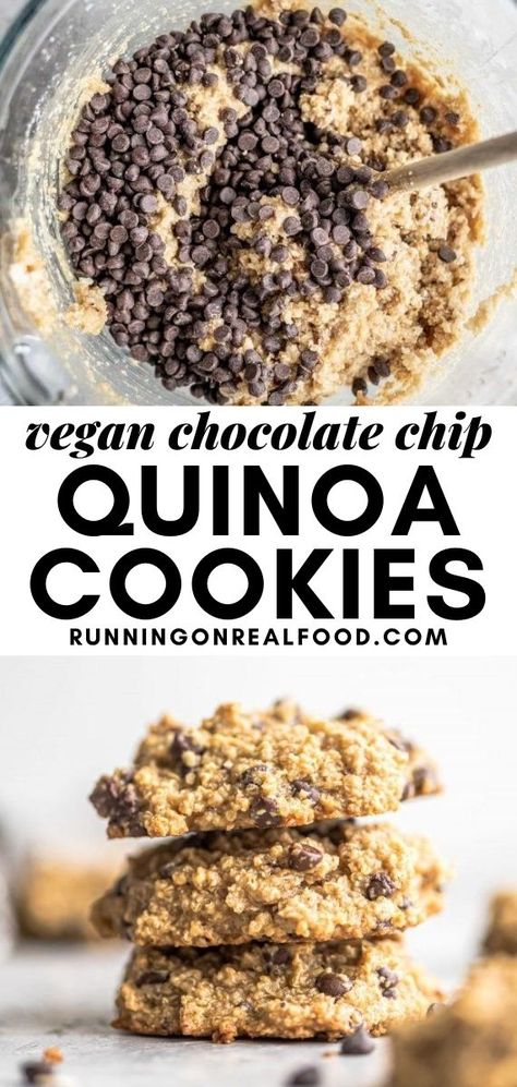 Quinoa Chocolate Chip Cookies, Quinoa Cookie Recipes, Quinoa Cookies, Quinoa Recipes Easy, Vegan Quinoa, Quinoa Breakfast, Oat Bars, Vegan Chocolate Chip, Vegan Dessert