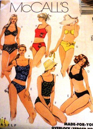 Misses Swimsuits Bathing Suits 2 piece SIZE 6 McCall's 2772 Sewing Pattern Suit Sewing Patterns, Swimsuit Sarong, Bathing Suit Patterns, Tankini With Shorts, Mini Wrap Skirt, Swimsuit Pattern, Suit Pattern, Clothes Making, Patterns Fabric