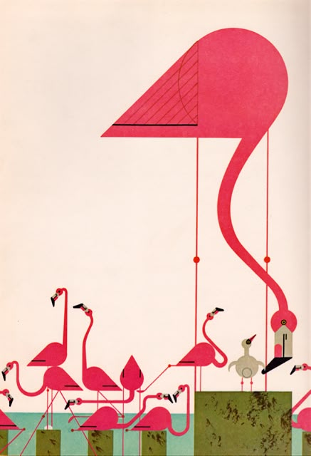 Charley Harper Illustration, Charley Harper Art, Charlie Harper, Charley Harper, Flamingo Art, Art And Illustration, Bird Illustration, Pink Flamingo, Mail Art