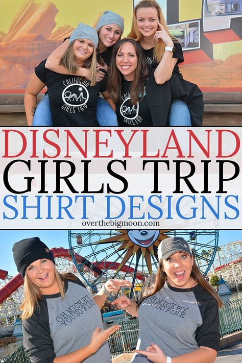 These Disneyland Shirt Designs are the perfect way to take your Disneyland trip to the next level! From overthebigmoon.com! Disneyland Girls Trip, Girls Disney Shirts, Disneyland Holidays, Disneyland Shirt, Awesome Crafts, Big Moon, Disney Trip Shirts, Diy Disney Shirts, Disneyland Shirts