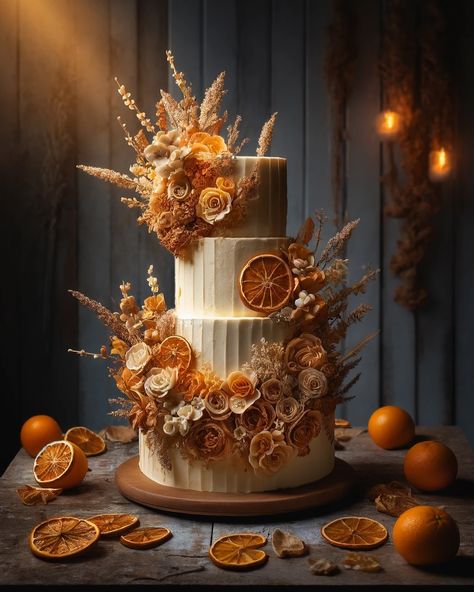 Orange Vibes… #wedding #weddingcake #weddinginspiration #ai #aiart #aiartcommunity #aiartwork #aiartist #digitalart #digitalillustration #orange #chocolate Orange Wedding Cakes, Animated Cake, Orange Cakes, Orange Wedding Cake, Cake Display Table, Cake Tables, Orange Chocolate, Mix Recipes, Fall Cakes