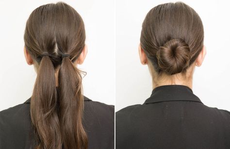 Prevent your low bun from loosening by tying your hair in two pigtails first. | 25 Tips And Tricks To Get The Perfect Bun Perfect Bun, Hacks Every Girl Should Know, Winged Liner, Makati, Beauty Expert, Audrey Hepburn, Every Girl, Beauty Secrets, Bun Hairstyles