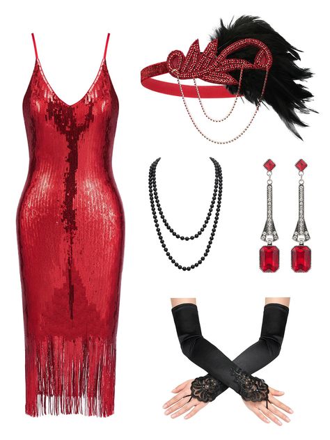 PRICES MAY VARY. Stretchy Material: This Great Gatsby Dress is Crafted from Sequins & Sequin Tassels. 1920s Flapper Dresses Size: S = US 2-4, M = US 6-8, L = US 10-12, XL = US 12-14, Please Check the Size Chart in The Production Description Picture Harlem Nights Dresses Features: Deep V Neck, Adjustable Straps, Backless, Bobycon Fitted Style, Sleeveless, Elastice, Elegant 1920s Flapper Dress, Zipper Closure in the Back 8 Pcs Great Gatsby Outfits for Women: 1x 20s Dresses, 1 x Flapper Headband, 1 Great Gatsby Outfits For Women, Harlem Nights Outfits, Roaring 20s Costumes, Gatsby Outfits, Flapper Dresses 1920s, Great Gatsby Outfits, 20s Accessories, Gatsby Outfit, Roaring 20s Dresses