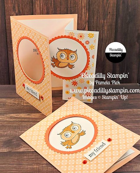 Owl Punch Cards, Adorable Owls, Fancy Fold Card Tutorials, Owl Card, Window Cards, Memory Keeping, Card Making Tutorials, Fancy Fold Cards, Kids Birthday Cards