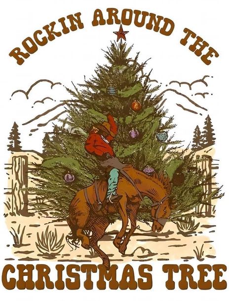 Rocking Around The Christmas Tree, Cute Graphic Design, Bronc Rider, Western Wallpaper Iphone, Cute Christmas Wallpaper, Cowboy Christmas, Western Christmas, Wallpaper Iphone Christmas, Country Christmas