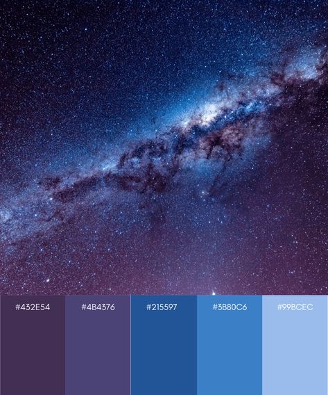 Galaxy Colors, Cool Color Palette, Galaxy Theme, Color Catalog, Blue Palette, Paint Color Palettes, Brand Color Palette, Galaxy Painting, Sky Color