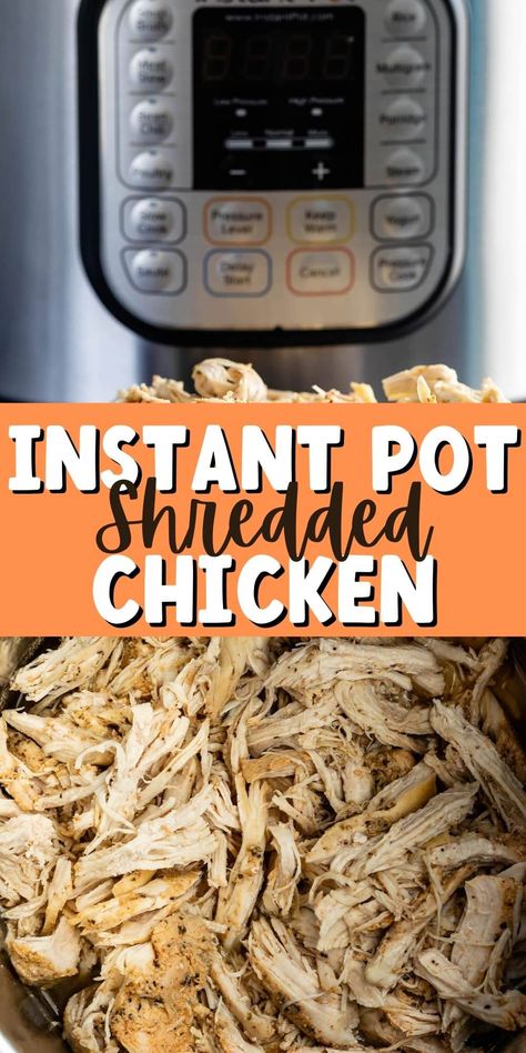 Learn how to meal prep chicken in your Instant Pot! Pressure Cooker Shredded Chicken from fresh or frozen - make it once and use it all week long. Instant Pot Shredded Chicken, Easy Shredded Chicken, Make Shredded Chicken, Shredded Chicken Recipes, Healthy Instant Pot Recipes, Chicken Meal Prep, Instant Pot Dinner Recipes, Insta Pot, Instant Pot Chicken