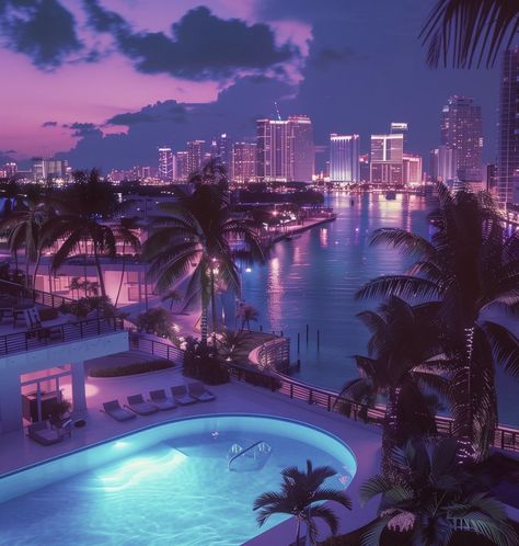 Miami In The 80s, Vintage Miami Aesthetic, Miami Party Aesthetic, Miami 80s Aesthetic, Vice City Aesthetic, 80s Miami Aesthetic, Gta Tattoo, Miami 1980s, 1980 Aesthetic