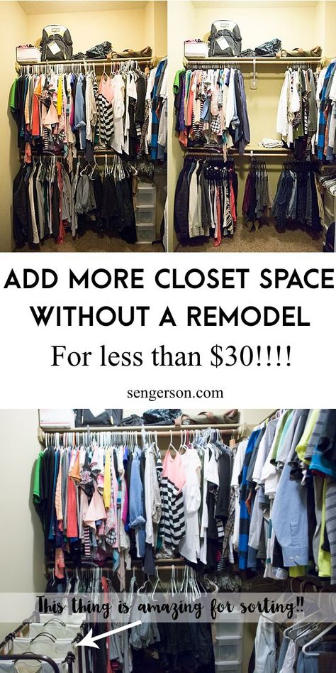 Velvet hangers can add more closet space! It's the secret to adding more room without having to do a complete closet overhaul. This post tells you the exact velvet hangers that are super affordable that you can use to transform your closet so that you can better organize your closet! #velvethangers #closetorganization #closetspace More Closet Space In Bedroom, How To Hang Clothes To Save Space, Organize Pants In Closet, Organizing Purses In Closet, More Closet Space, Hanger Closet, Closet Hangers, House Organization, House Hacks