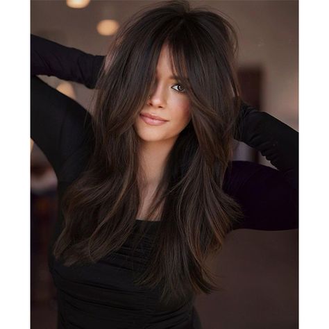 Layered Thick Hair, Rambut Brunette, Kadeřnické Trendy, Vlasové Trendy, Long Layered Haircuts, Long Hair With Bangs, Haircut For Thick Hair, Trending Haircuts, Long Layered Hair