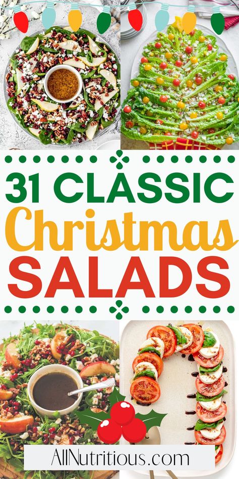 Discover the best salad recipes to add a healthy touch to your festive table! A perfect blend of Christmas food ideas with vibrant, fresh and scrumptious ingredients. Great meals for family dinners and sure to impress! Enjoy these holiday recipes! Meals For Family Dinners, Salad Recipes Holidays, Christmas Fruit Salad, Christmas Pasta, Meals For Family, Salad Recipes Gluten Free, Christmas Food Ideas, Winter Fruit Salad, Christmas Salad Recipes