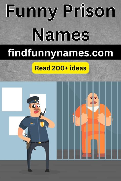 Get ready to laugh out loud with our hilarious compilation of Funny Prison Names! From punny wordplay to clever pop culture references, these prison names are sure to tickle your funny bone. Whether you're a fan of witty humor or simply in need of a good chuckle, this collection of funny prison names is bound to keep you entertained. #FunnyPrisonNames #HilariousHumor #LaughOutLoud #LaughingBehindBars #ComedyInCellblock #PrisonNameParody Prison Jokes, Prison Quotes, Love Letters To Your Boyfriend, Prison Humor, Witty Humor, Police Humor, Prison Guard, Work Quotes Funny, Funny Names